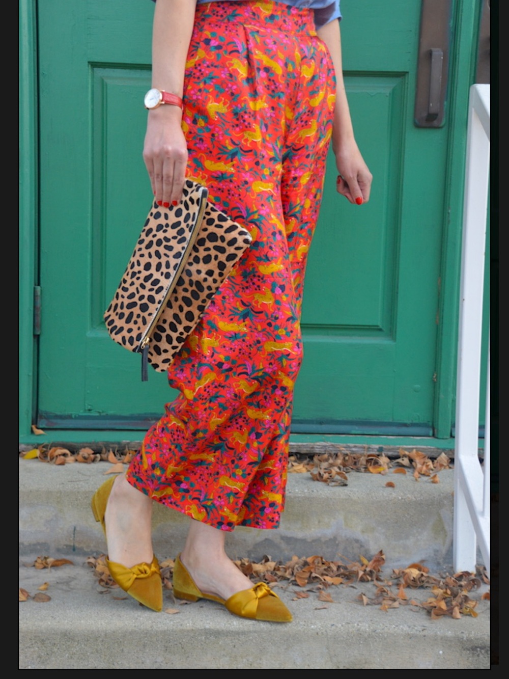 J Crew Collective 100% silk High-Rise Floral/Cat Wide-Leg Pants